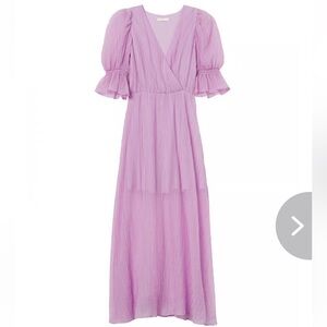 H&M Lyocel-Blend XS Lilac Light Purple Puff Sleeve Maxi Dress